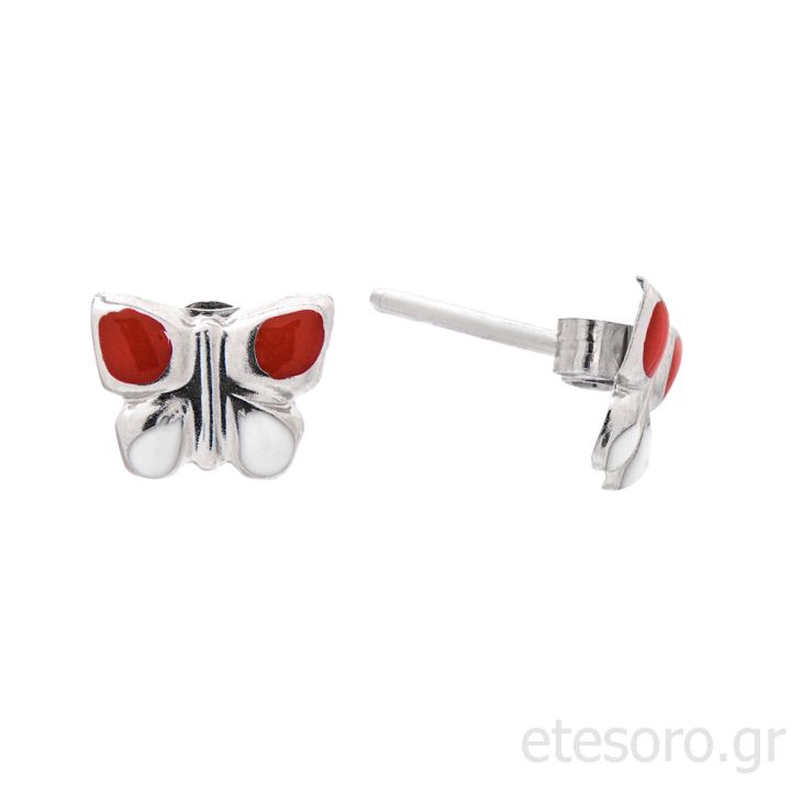Silver Earings With Butterflies And Enamel