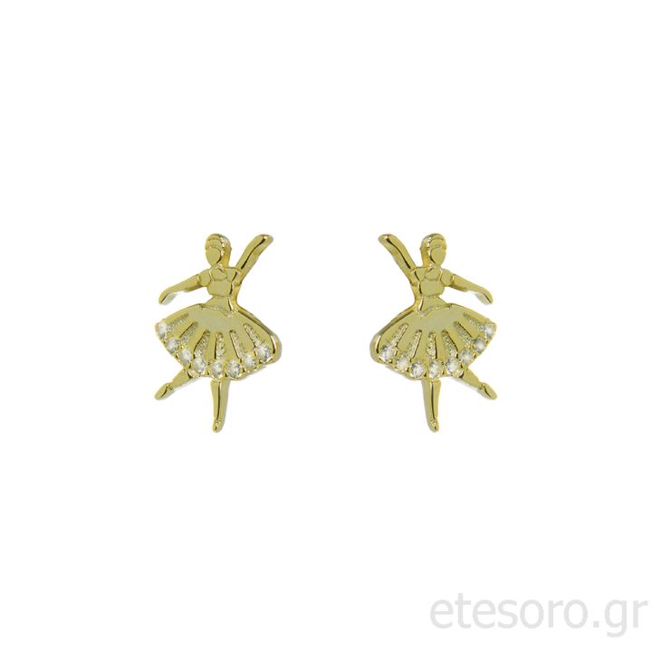Silver Goldplated Earings Ballerinas With Zirconia