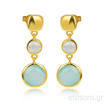 Ασημένια επιχρυσωμένα σκουλαρίκια πολύχρωμα