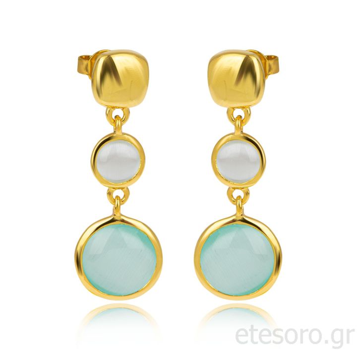 Ασημένια επιχρυσωμένα σκουλαρίκια πολύχρωμα