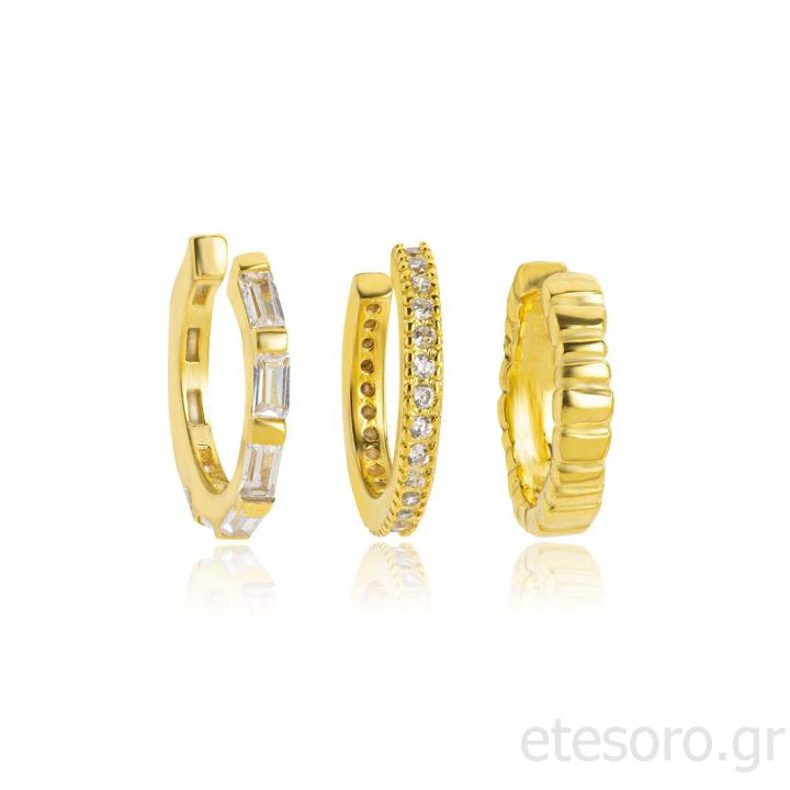 3 Ασημένια σκουλαρίκια από επιχρυσωμένο ασήμι