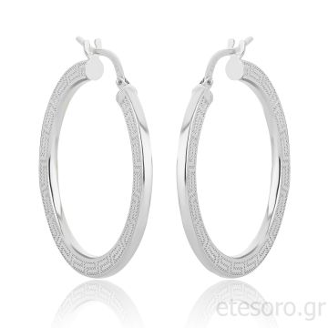 Ασημένιοι κρίκοι με σχέδιο μαίανδρο