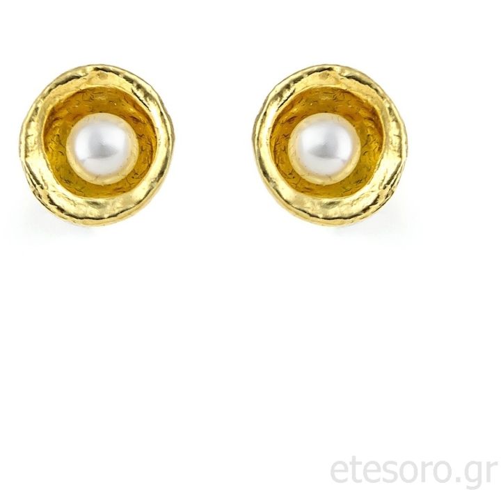 Silver Gold plated Earrings with Pearl