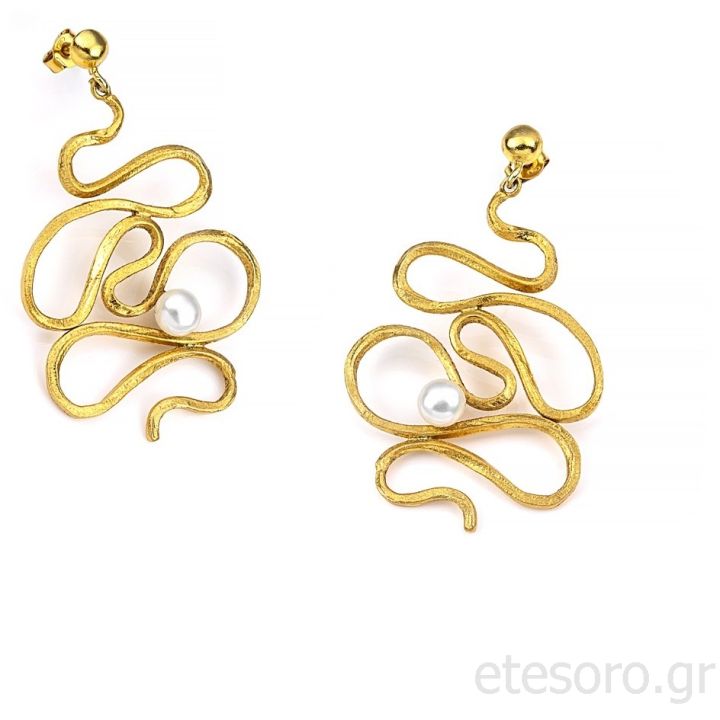 Ασημένια σκουλαρίκια με μαργαριτάρι