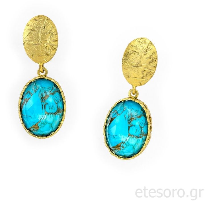 Silver Gold Plated earrings with turquoise
