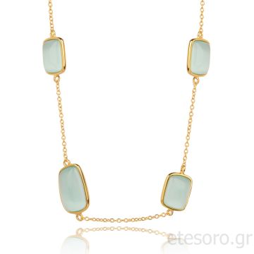 Επιχρυσωμένο Κολιέ με Μάτι γάτας