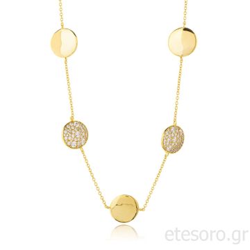 Ασημένιο Επίχρυσο Κολιέ με Ζιργκόν