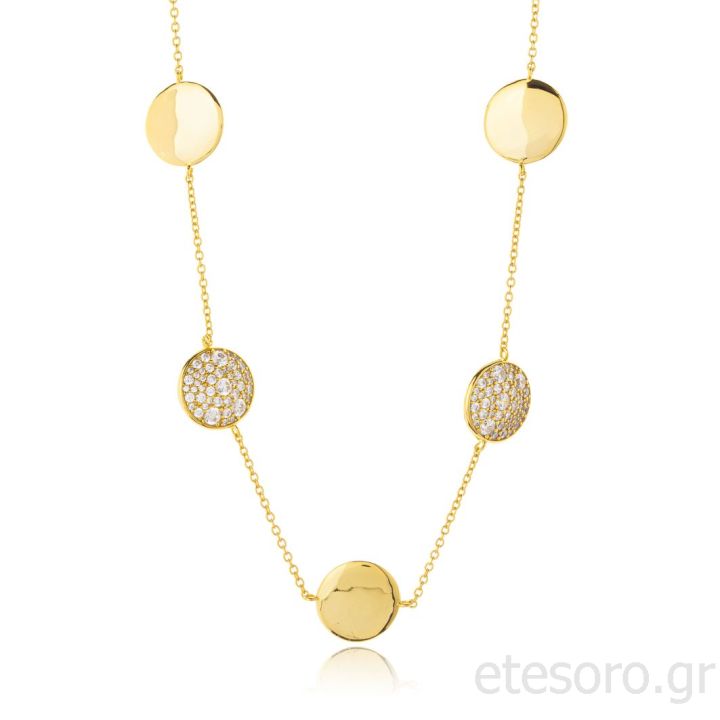 Ασημένιο Επίχρυσο Κολιέ με Ζιργκόν