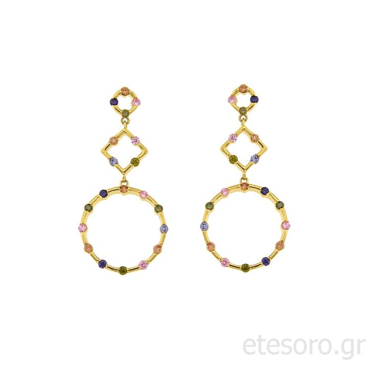 Gold plated Silver earrings multicolor