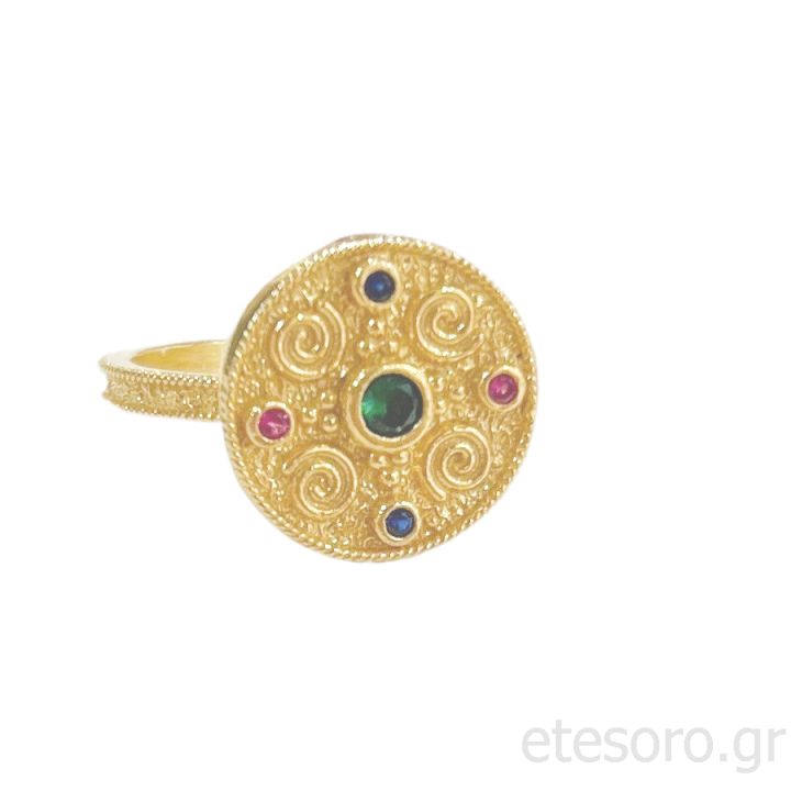 Δαχτυλίδι με βυζαντινό σχεδιο και ζιργκόν