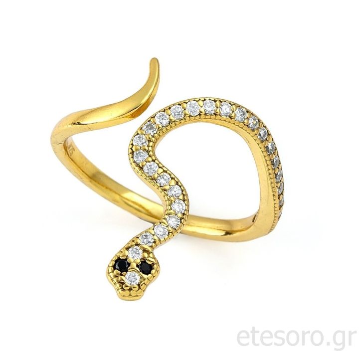 Gold plated Silver ring with snake