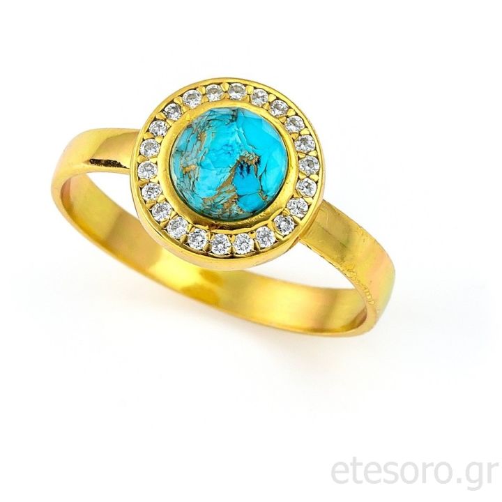 Silvre Gold plated ring turquoise 