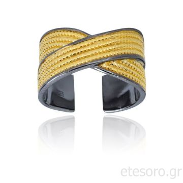 Δίχρωμο Ασημένιο δαχτυλίδι