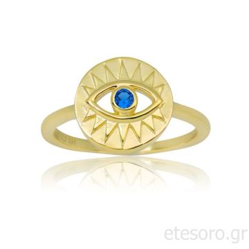 Ασημένιο Επίχρυσο Δαχτυλίδι "Μάτι"