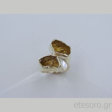 Ασημένιο Δαχτυλίδι με Σιτριν