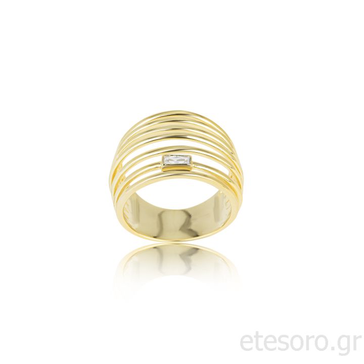 Goldplated Silver and Zirconia Ring