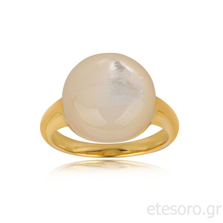 Silver Goldplated Ring With Fresh water Pearl