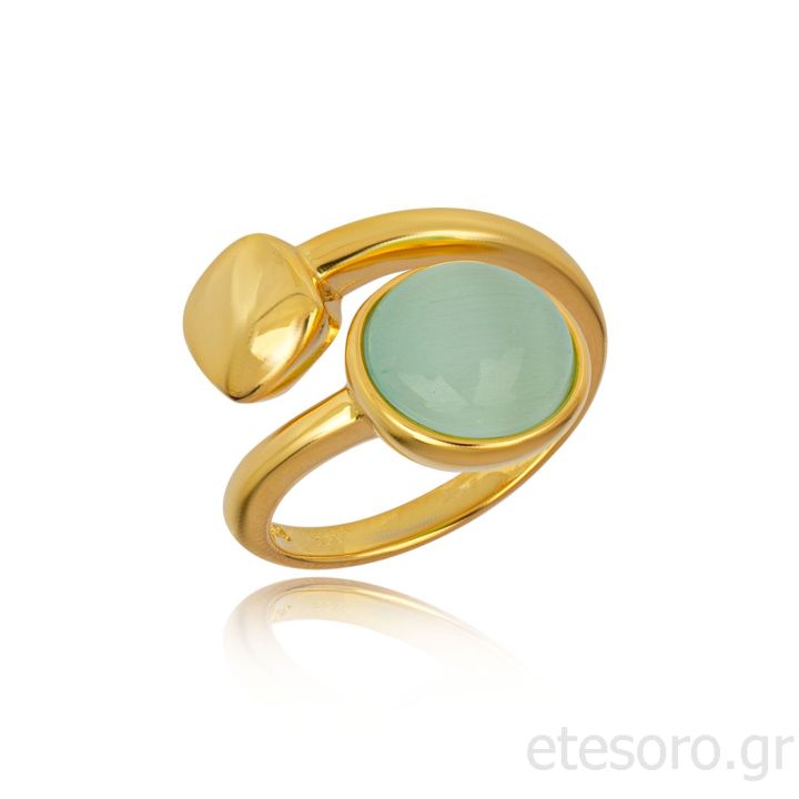 Gold plated Ring with Cats Eye Gems