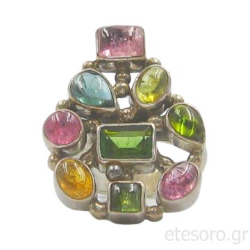 Ασημένιο δαχτυλίδι με τουρμαλίνες