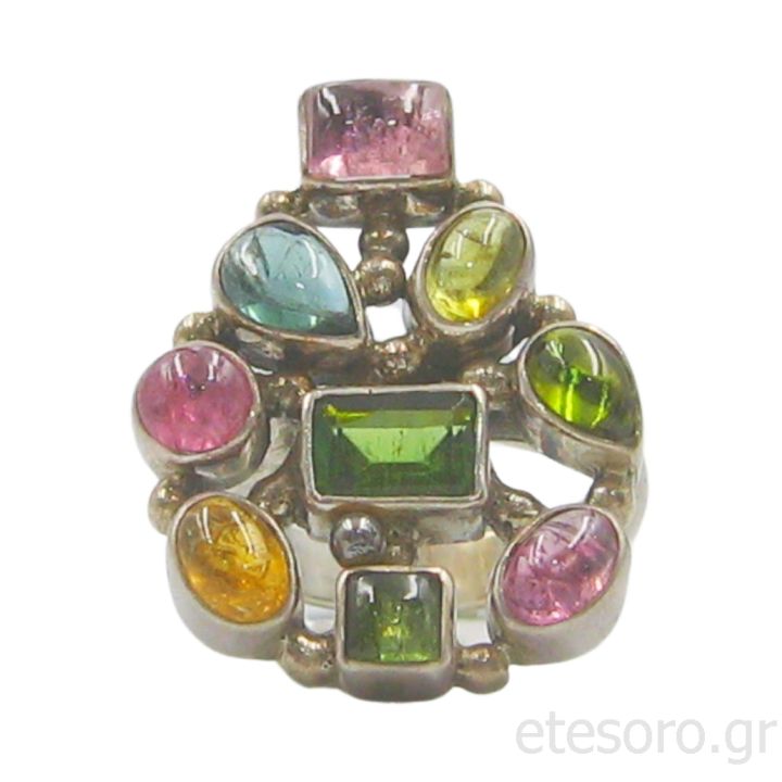 Ασημένιο δαχτυλίδι με τουρμαλίνες