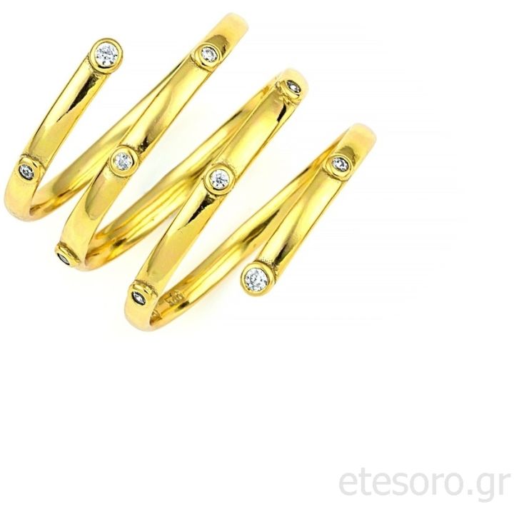  Gold plated silver ring with cubic zirconia