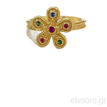 Δαχτυλίδι με βυζαντινό σχεδιο και ζιργκόν