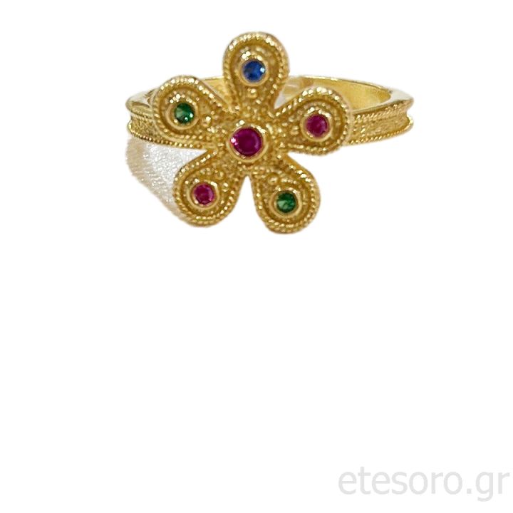 Δαχτυλίδι με βυζαντινό σχεδιο και ζιργκόν