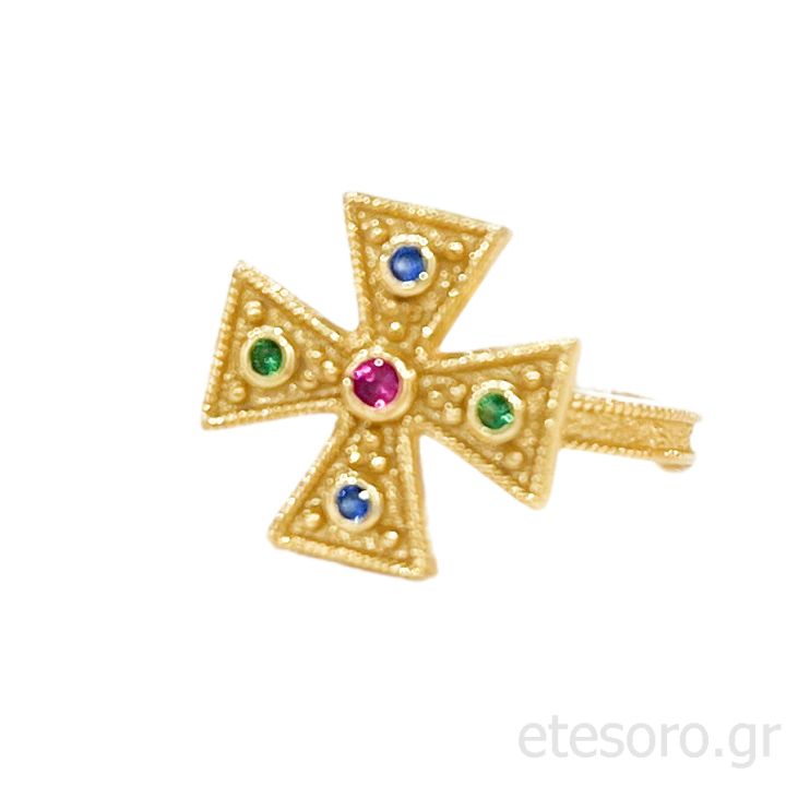 Byzantine style ring with zircon stones