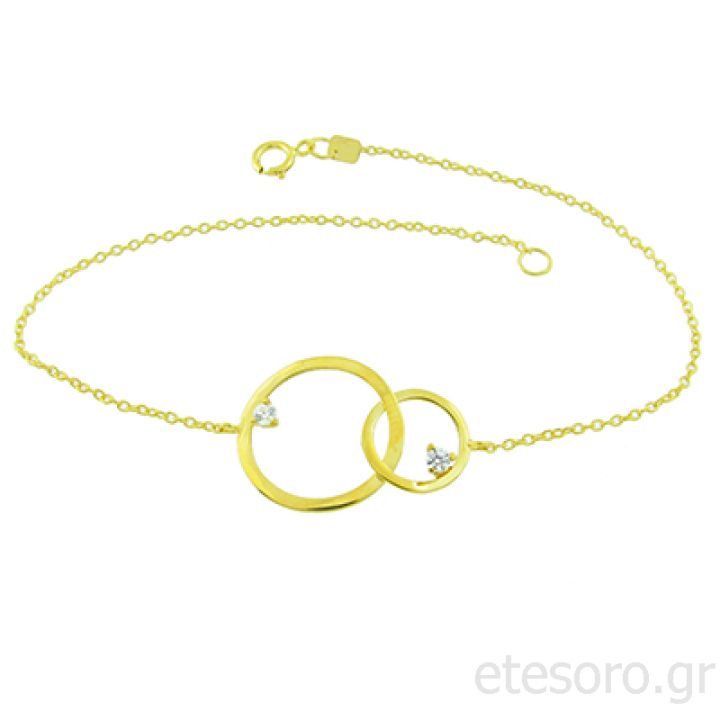 14K Gold Bracelet With Hoops And Zirconia Stones
