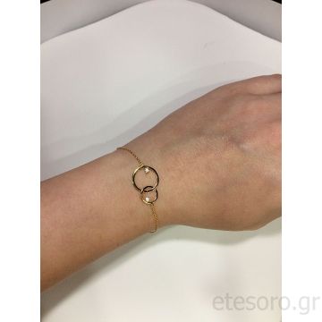 14Κ Χρυσό Βραχιόλι Με Ασύμμετρους Κύκλους Και Ζιργκόν