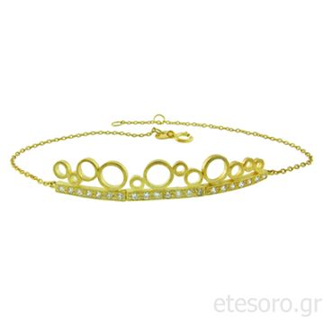 14Κ Χρυσό Βραχιόλι Με Σφαιρικά Στοιχεία Και Ζιργκόν