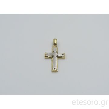 14Κ Χρυσός Δίχρωμος Ανδρικός Βαπτιστικός Σταυρός