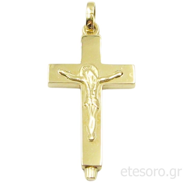 14Κ Gold Reliquary Cross Pendant Crucifix
