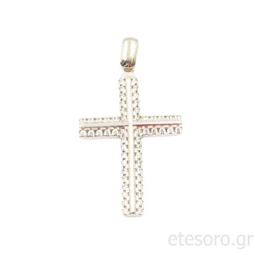 14Κ Χρυσός Γυναικείος Βαπτιστικός Σταυρός Με Ζιρκόν 