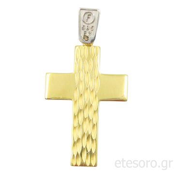 14Κ Χρυσός Τρίχρωμος Βαπτιστικός Σταυρός