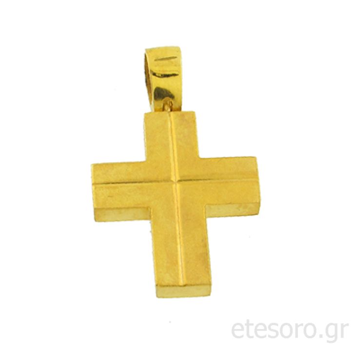 14Κ Χρυσός Βαπτιστικός τετράγωνος Σταυρός