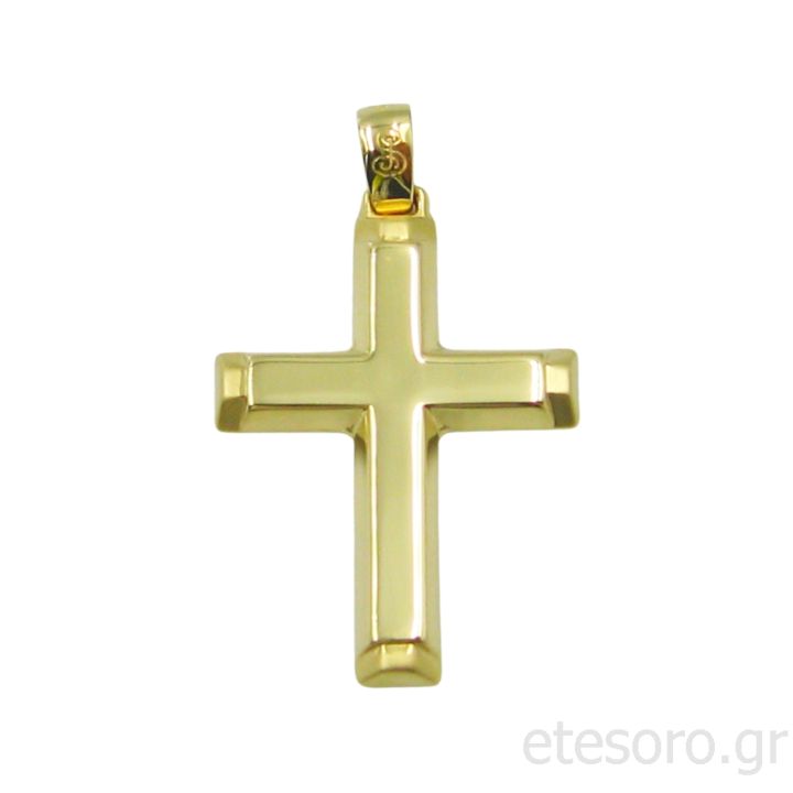 14Κ Χρυσός Ανδρικός Βαπτιστικός Σταυρός Με Εσταυρωμένο