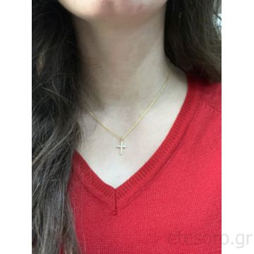 14Κ Χρυσός Γυναικείος Σταυρός Με Ζιργκόν