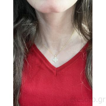 14Κ Χρυσός Γυναικείος Σταυρός Με Ζιρκόν