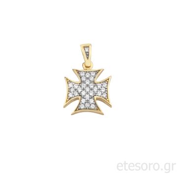 14Κ Χρυσός Γυναικείος Σταυρός Με Ζιρκόν