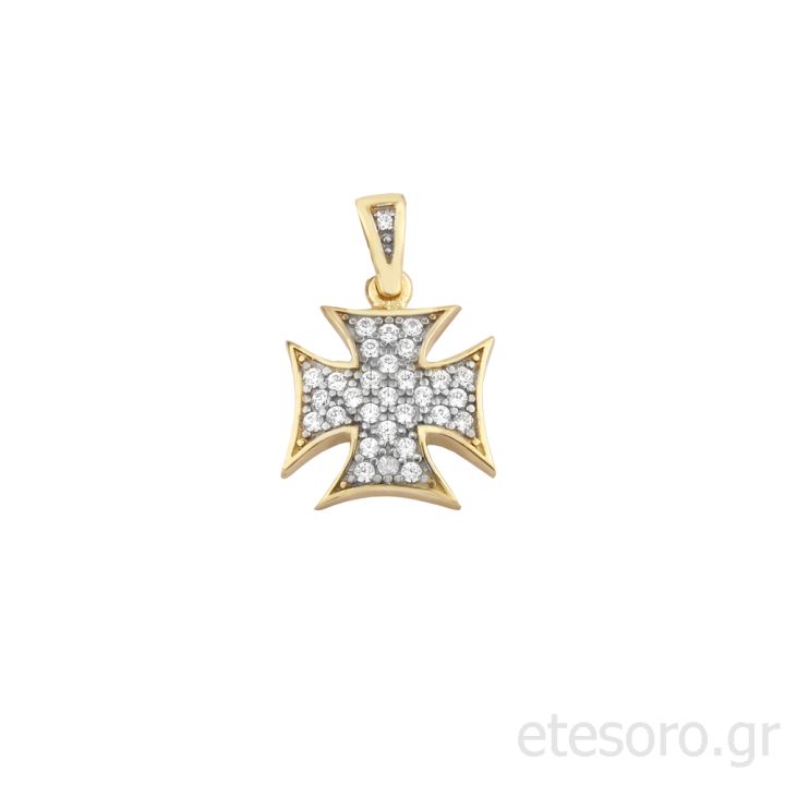 14Κ Χρυσός Γυναικείος Σταυρός Με Ζιρκόν