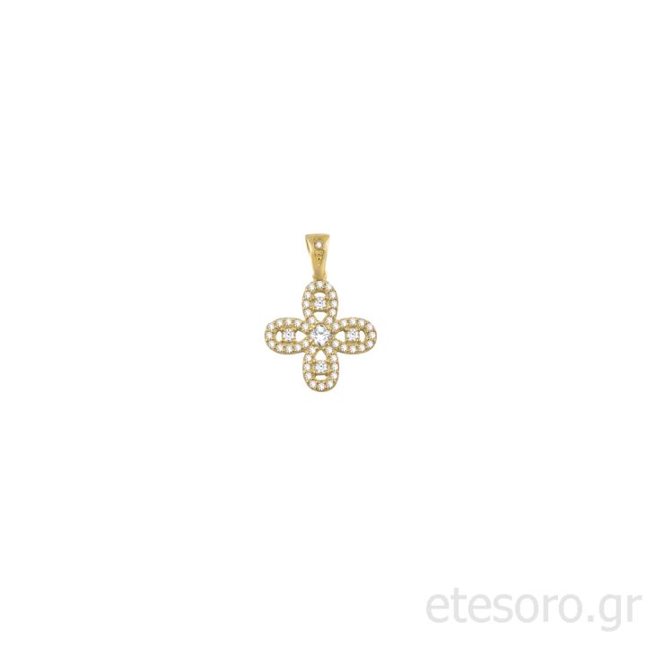 14Κ Χρυσός Γυναικείος Σταυρός Με Ζιρκόν