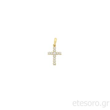 14Κ Χρυσός Γυναικείος Σταυρός Με Ζιργκόν