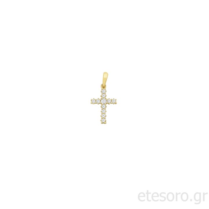 14Κ Χρυσός Γυναικείος Σταυρός Με Ζιργκόν