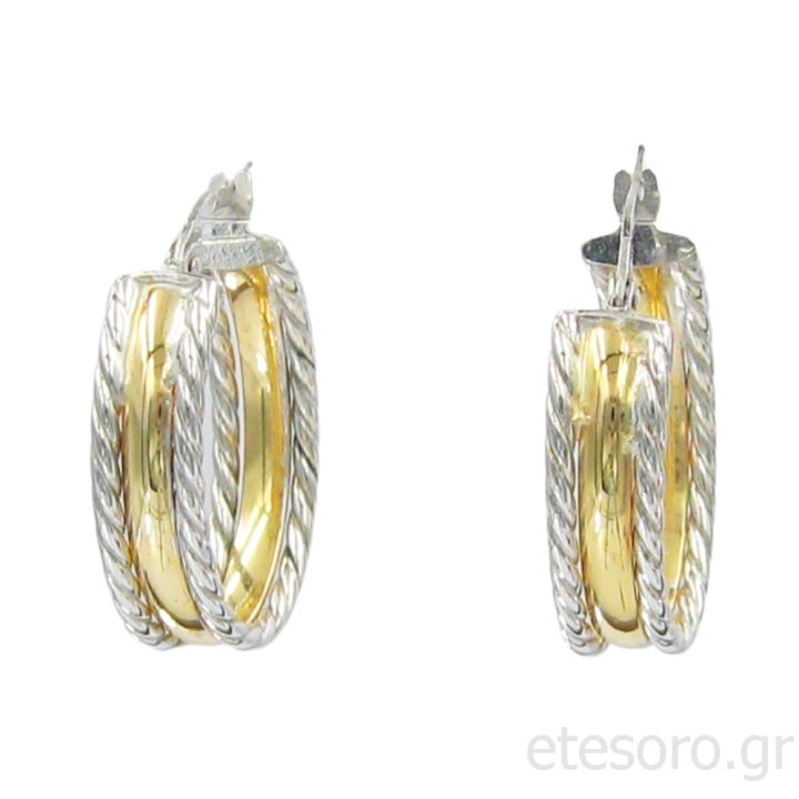 14Κ Χρυσοί Κρίκοι Δίχρωμοι Σφυρήλατοι