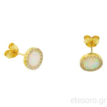 Χρυσά Σκουλαρίκια με Οπάλιο