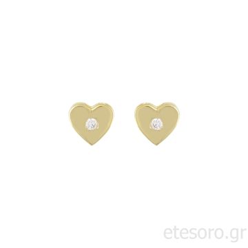 14K Χρυσές Kαρδιές Σκουλαρίκια