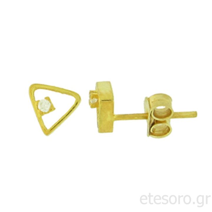 14K Gold Triangle Stud Earrings 