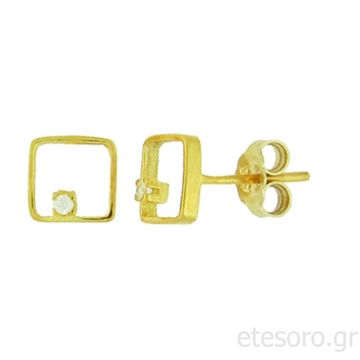 14K Χρυσό Τετράγωνο Σκουλαρίκια