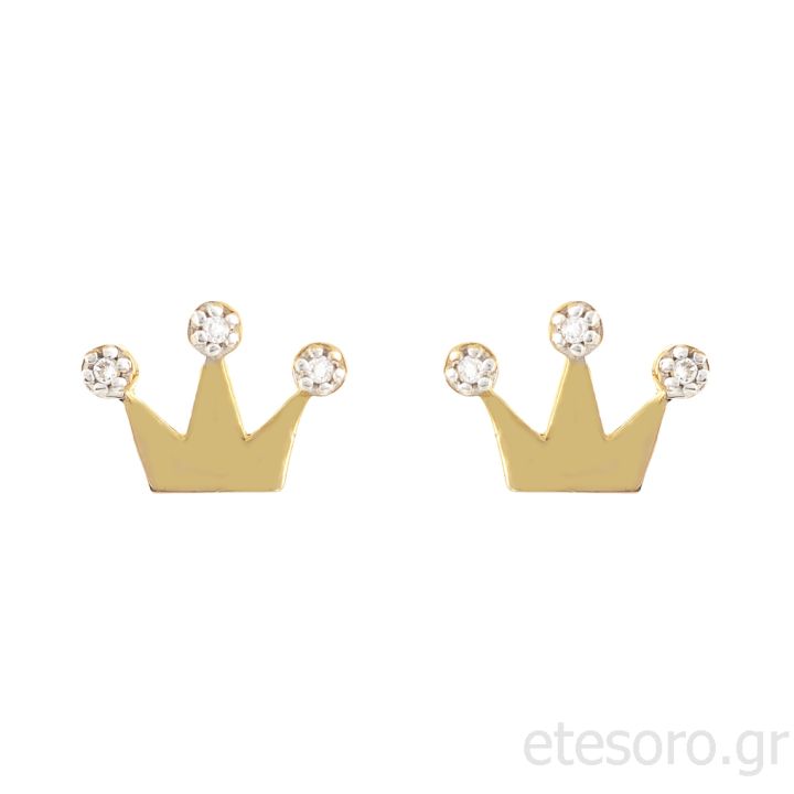 14Κ Gold Crown Stud Earrings